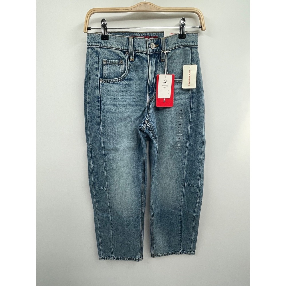 Lucky Brand Jeans Women's 00/24 Blue Denim Medium Wash Barrel Leg Streetwear NWT